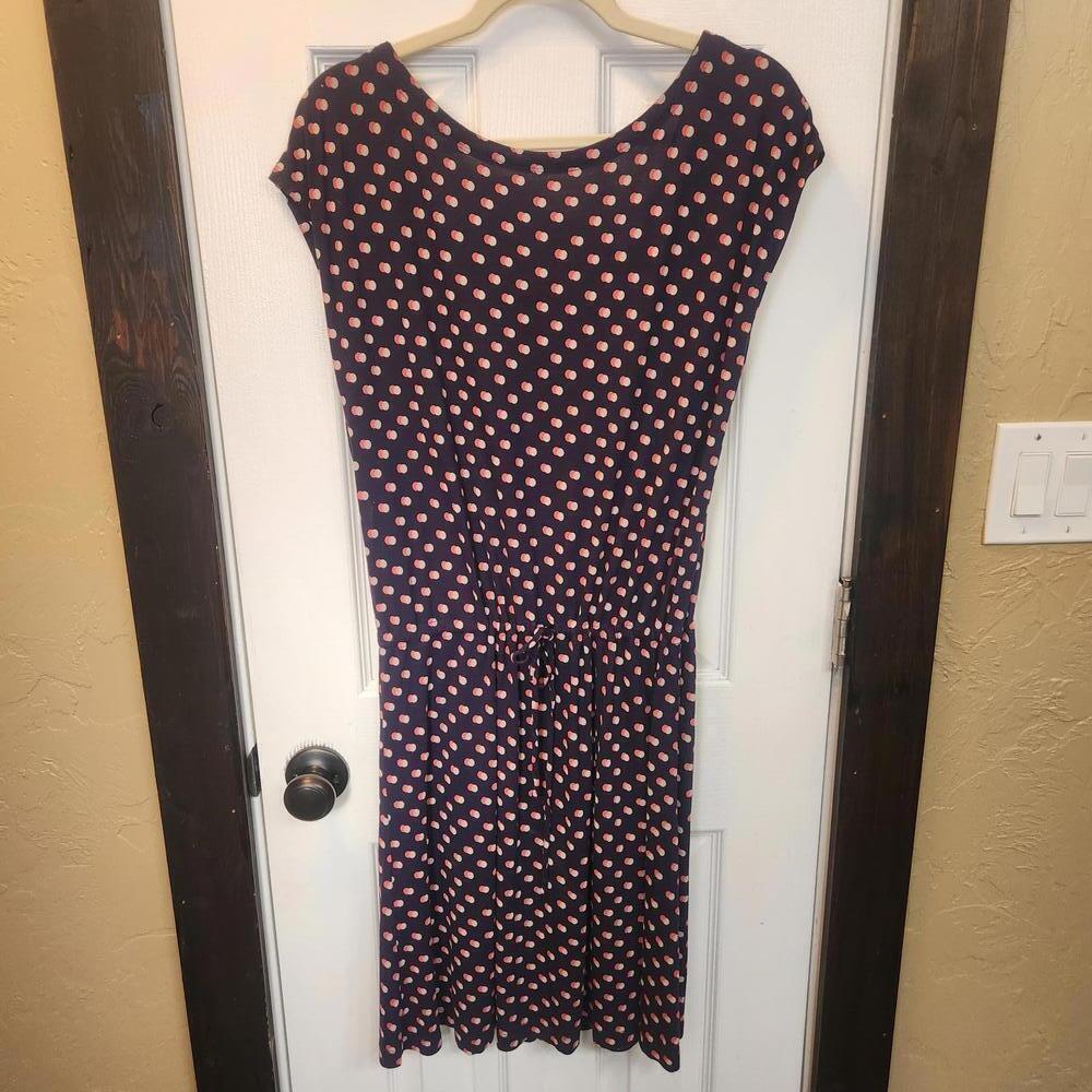 Gap Women's Polka Dot Cap Sleeve Dress - Navy & Pink- Size Medium Tall